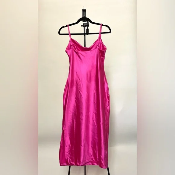 **Never Worn**Spaghetti Strap BARBIECORE Satin Midi Cocktail Dress-Rose | Small - Picture 8 of 11